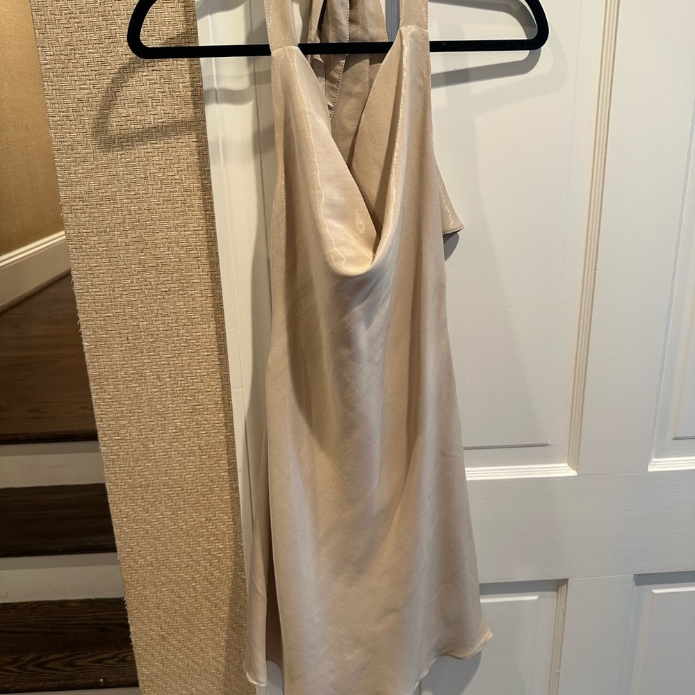 Cream shimmer Halter Dress (cut out back)